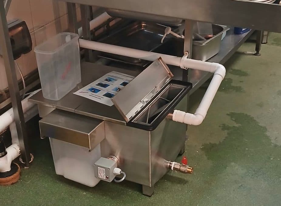 Commercial kitchen grease trap installation
