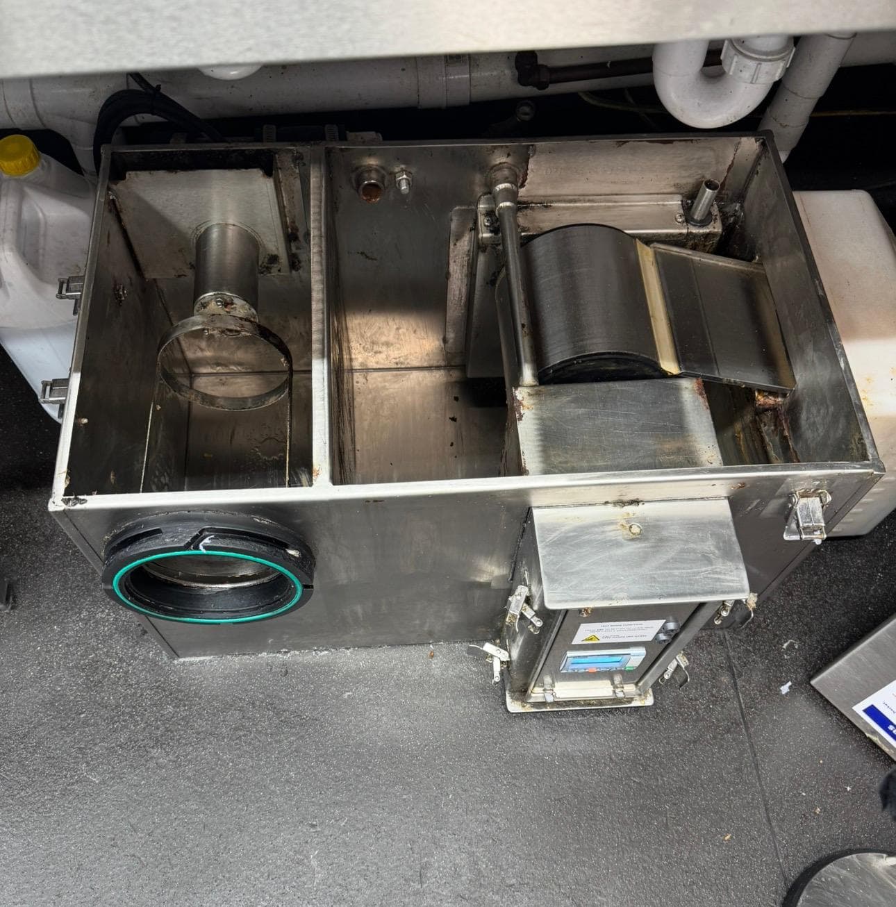 Grease trap after professional cleaning